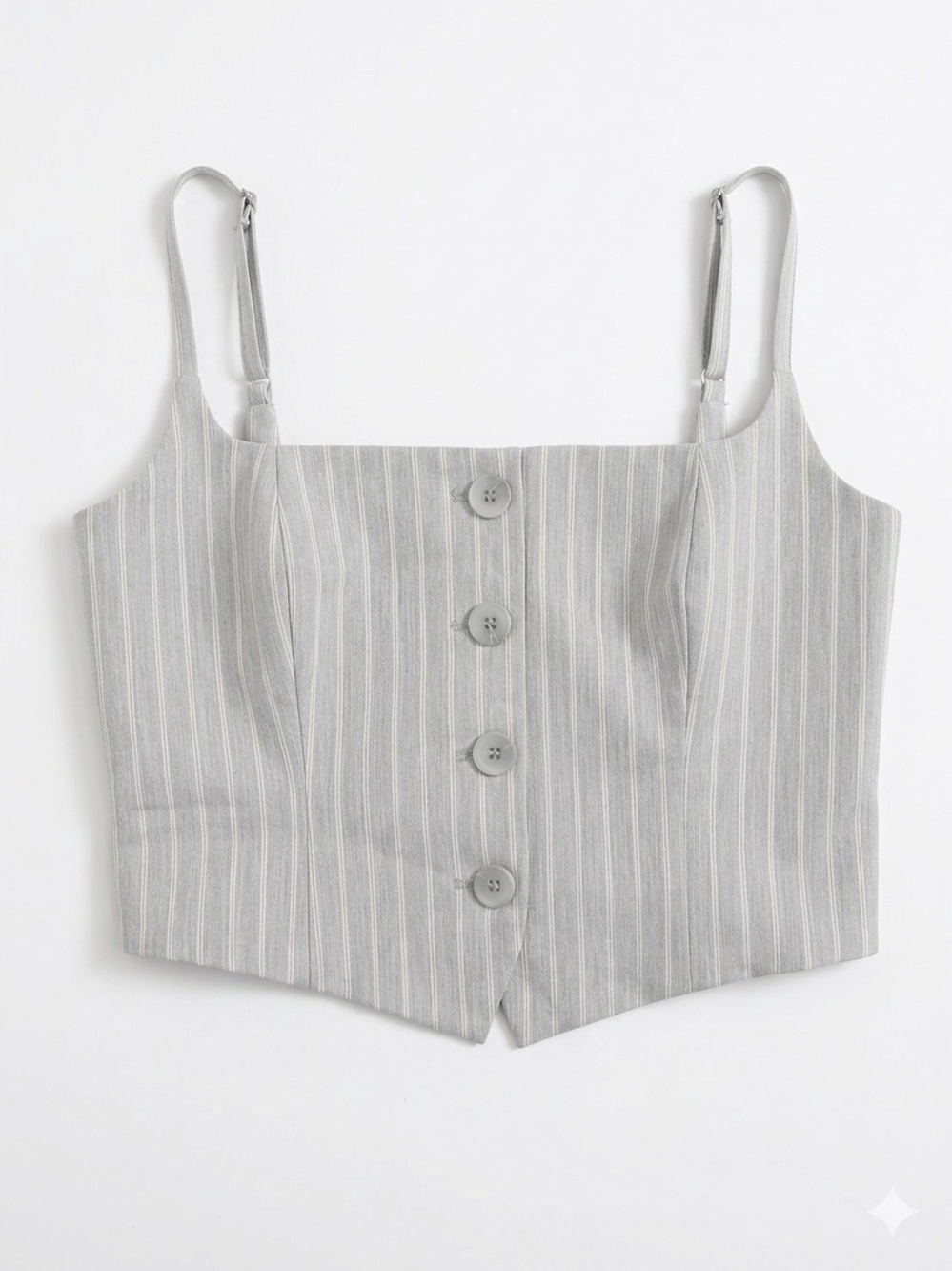 Rachel Zoe Grey Striped Button-Front Crop Camisole-NWT